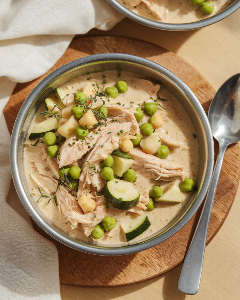 Chicken, Zucchini, and Sweet Pea Dog Stew