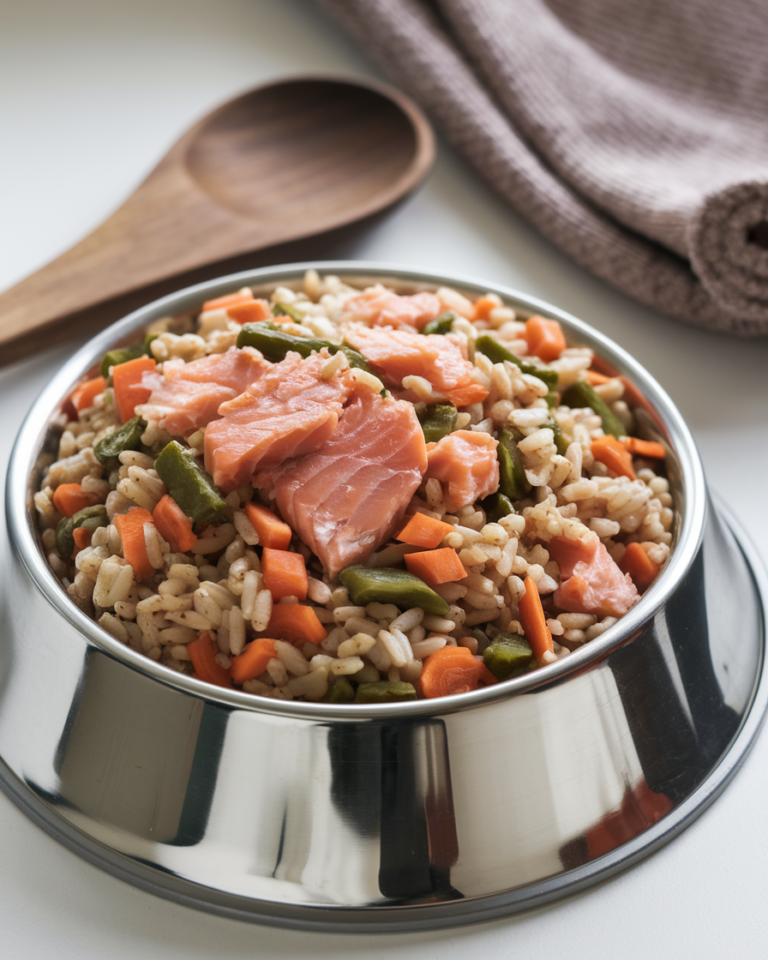 Salmon and Brown Rice Homemade Dog Meal